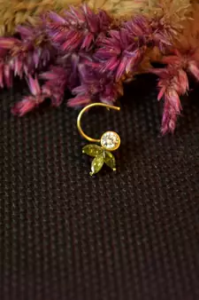 Designer stone studded premium gold plated diamond nose-ring or nose pin