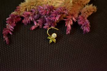 Designer stone studded premium gold plated diamond nose-ring or nose pin 5