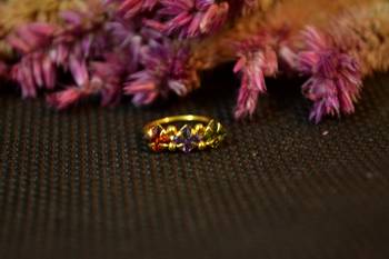 Designer stone studded premium gold plated diamond nose-ring or nose pin 1