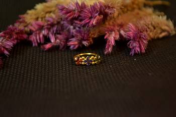 Designer stone studded premium gold plated diamond nose-ring or nose pin 2