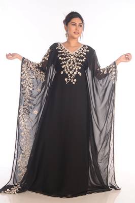 Fancy Popular Modern Kaftan Farasha Maxi Zari Work Vary Fancy Abaya Dress 2
