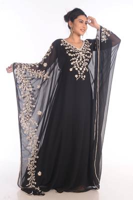 Fancy Popular Modern Kaftan Farasha Maxi Zari Work Vary Fancy Abaya Dress 4
