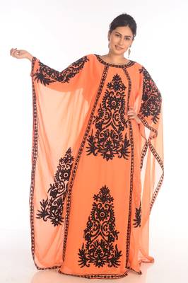 SALE !! Moroccan Modern Kaftan Farasha Maxi Machine Embroidery Zari Work Vary Fancy Abaya Dress 2
