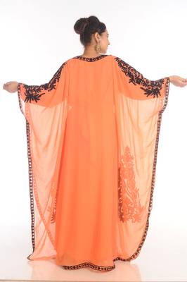 SALE !! Moroccan Modern Kaftan Farasha Maxi Machine Embroidery Zari Work Vary Fancy Abaya Dress 5