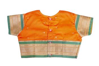Bhartiya Paridhan Girls Ready To Wear Traditional 9 Var Orange Shahi Mastani Saree With Stitched Blouse 6