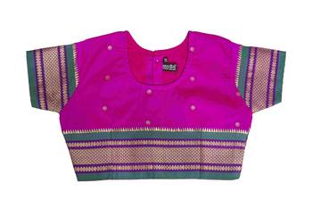 Bhartiya Paridhan Girls Ready To Wear Traditional 9 Var Rani Pink Shahi Mastani Saree With Stitched Blouse 5