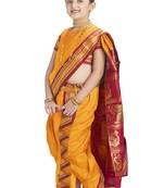 Bhartiya Paridhan Girls Ready To Wear Traditional 9 Var Golden Shahi Mastani Saree With Stitched Blouse