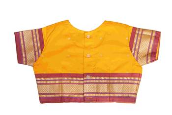 Bhartiya Paridhan Girls Ready To Wear Traditional 9 Var Golden Shahi Mastani Saree With Stitched Blouse 4
