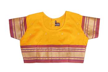 Bhartiya Paridhan Girls Ready To Wear Traditional 9 Var Golden Shahi Mastani Saree With Stitched Blouse 5