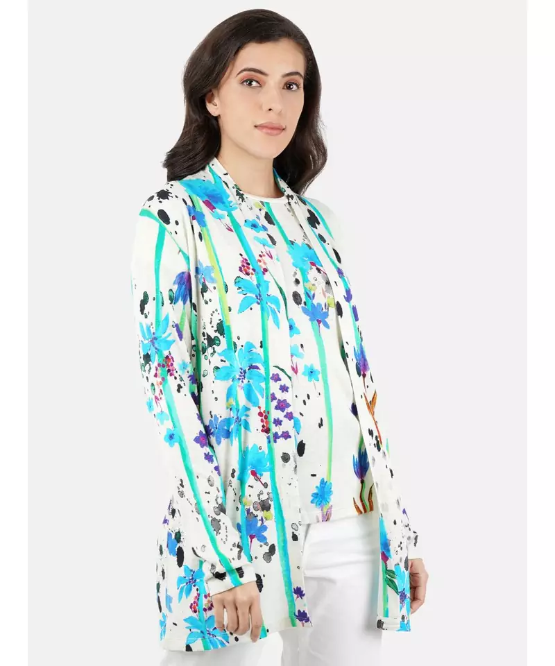 Printed Bambooo Cashmere T-Shirt & Shrug Set
