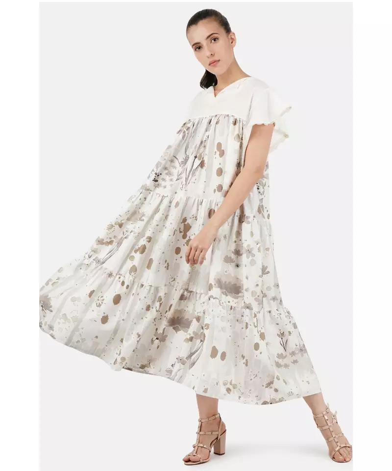 Women's viscose white printed dress