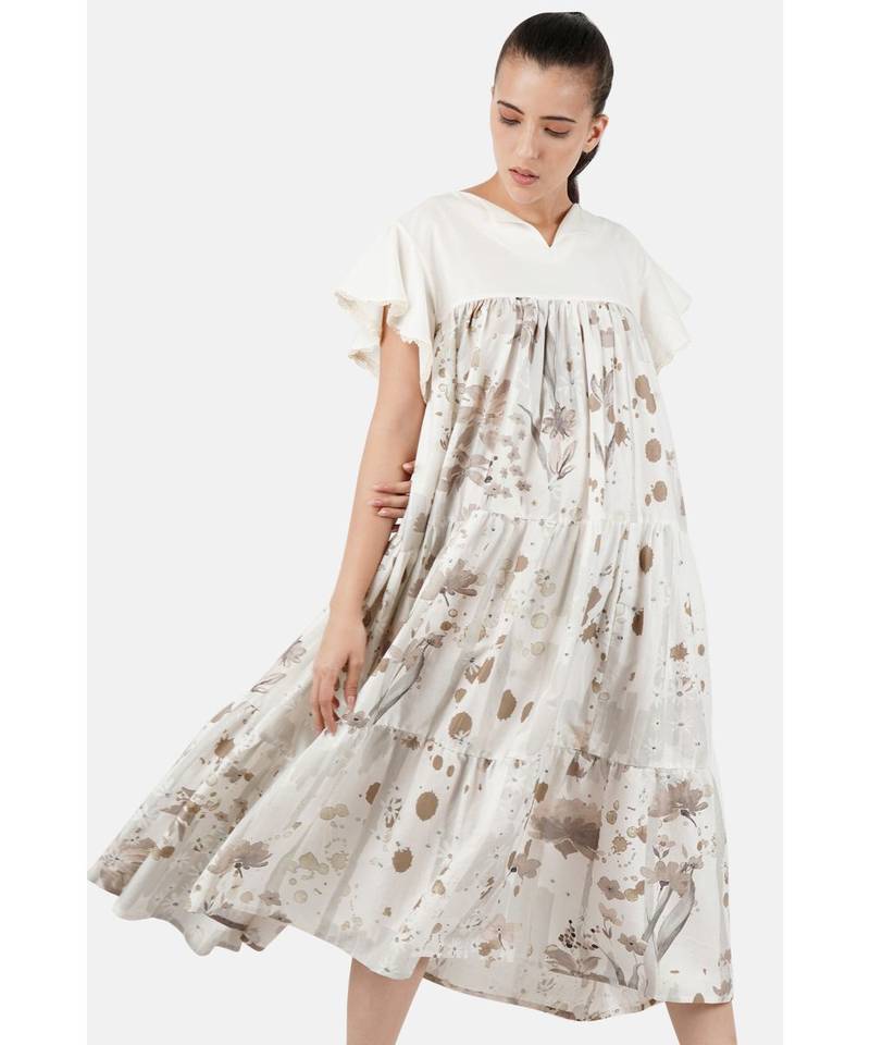 Women's viscose white printed dress