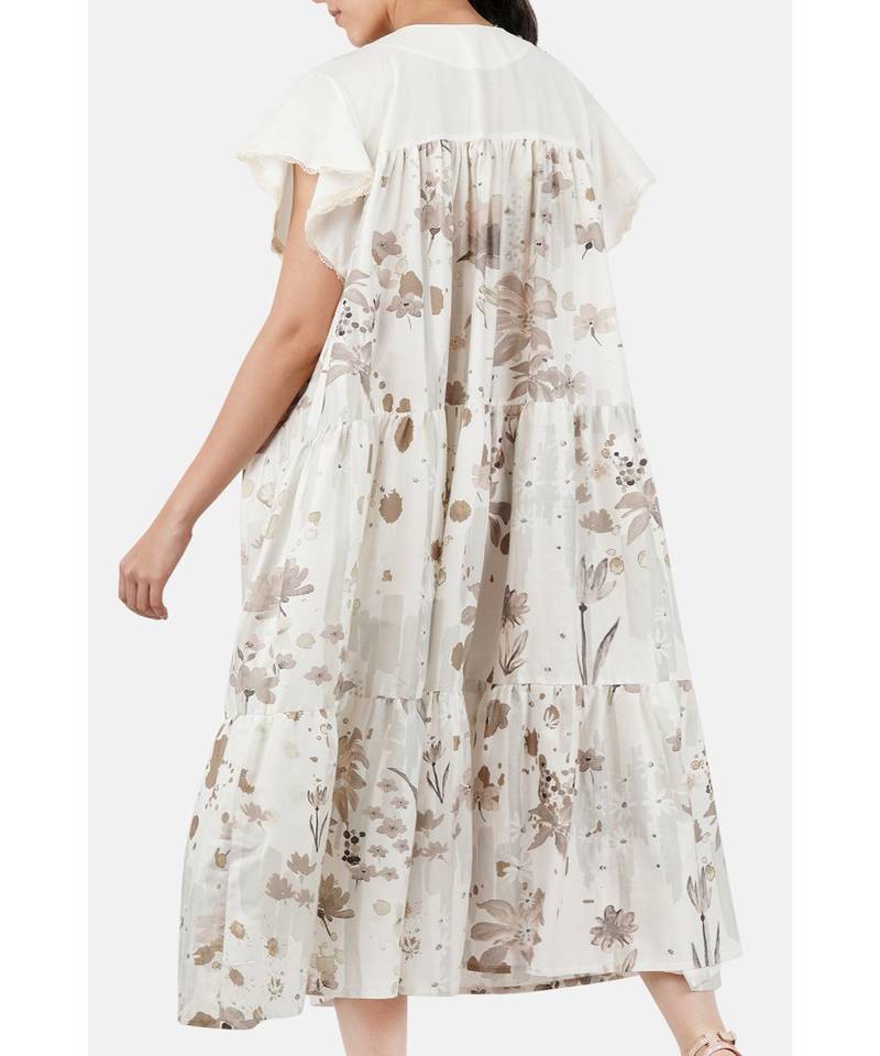 Women's viscose white printed dress