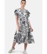 Women's  pure cotton black printed dress