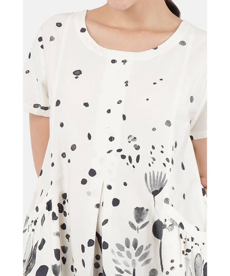 Women's Silk cotton white printed dress