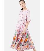 Women's viscose pink printed dress
