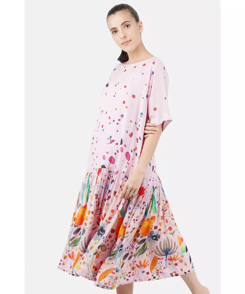 Women's viscose pink printed dress