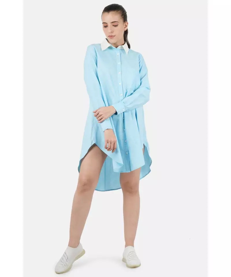 Women's Silk cotton blue Shirt