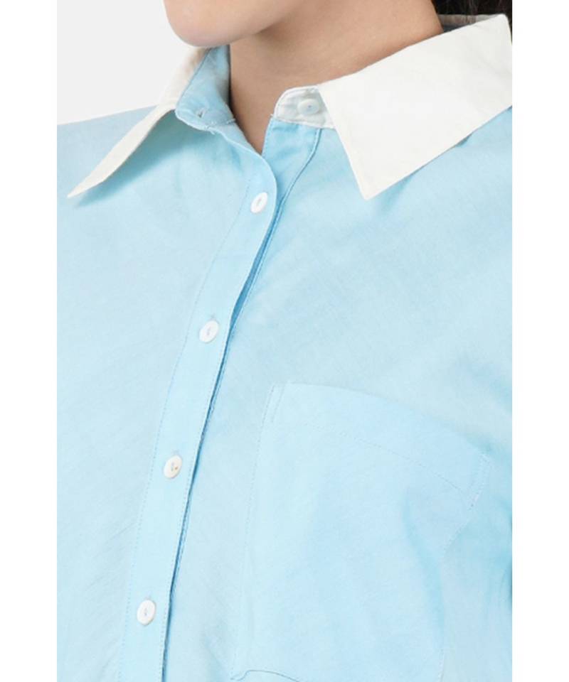 Women's Silk cotton blue Shirt