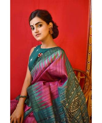 Magenta Green Patli Saree 1