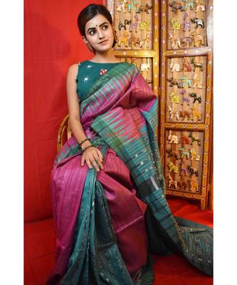 Magenta Green Patli Saree 3