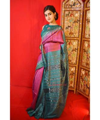 Magenta Green Patli Saree 5