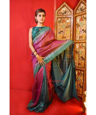 Magenta Green Patli Saree 7