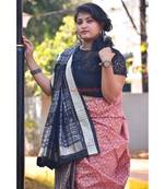 Peach Elephants And Tribals Saree