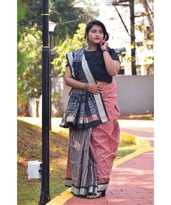 Peach Elephants And Tribals Saree 2