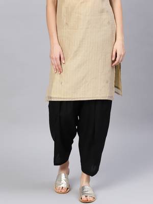 Black plain cotton trousers 2