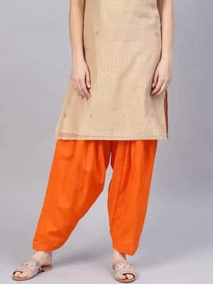 Orange plain cotton trousers 1