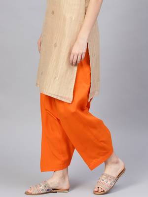 Orange plain cotton trousers 2