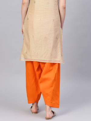 Orange plain cotton trousers 3
