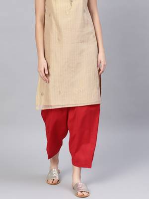 Red plain cotton trousers 1