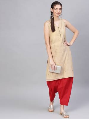 Red plain cotton trousers 4