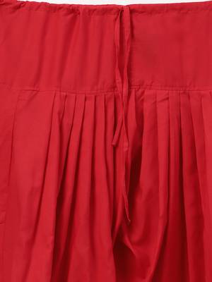 Red plain cotton trousers 5