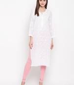 Ada Hand Embroidered White Georgette Lucknow Chikankari Women Kurta - A95485