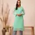 Hand Embroidered Sea Green Georgette Lucknowi Chikankari Indian Women Kurta With Slip