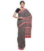 Black printed cotton saree with blouse