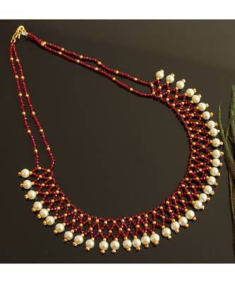 Beautiful Agate Maroon Bead Necklace Dj28209 1