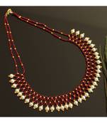 Beautiful Agate Maroon Bead Necklace Dj28209