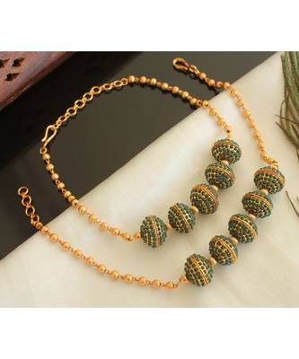 Beautiful Matte Finish Green Designer Anklets Dj28270 1