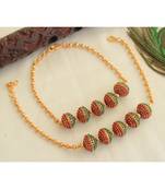 Beautiful Matte Finish Kemp Green Designer Anklets Dj28269