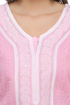 Ada Pink Cotton Chikankari Kurti  5