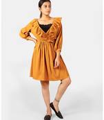 Orange printed polyester ethnic-kurtis