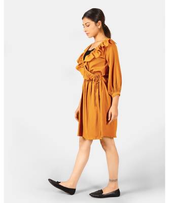 Orange printed polyester ethnic-kurtis 3