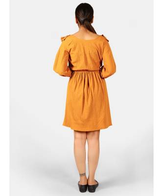 Orange printed polyester ethnic-kurtis 4