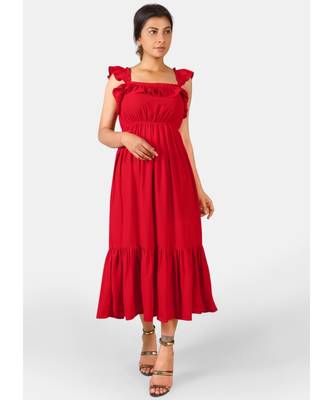 Orange printed polyester ethnic-kurtis 1