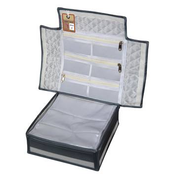 atorakushon    Satin Makeup Storage Box Travelling Vanity Cosmetic Toiletry Bag Necklace Organizer Jewellery Pouch Grey 1