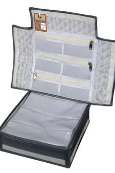atorakushon    Satin Makeup Storage Box Travelling Vanity Cosmetic Toiletry Bag Necklace Organizer Jewellery Pouch Grey